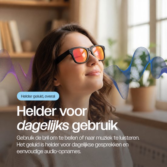 REBØNE® Camera Bril - AI Bril met Camera - Slimme Bril 8MP 1080p Full HD - Smart Glasses en Zonnebril met Bluetooth, Muziek en Bellen - 3 Sets Verwisselbare Glazen - Nederlandse App - Zwart met Oranje Glazen — afbeelding 3