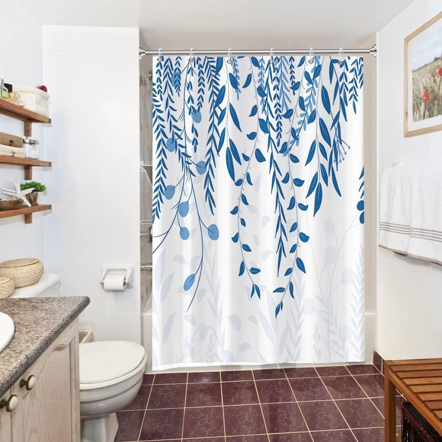 Douchegordijn Blauw Marine 150x200cm Anti Schimmel Eucalyptus