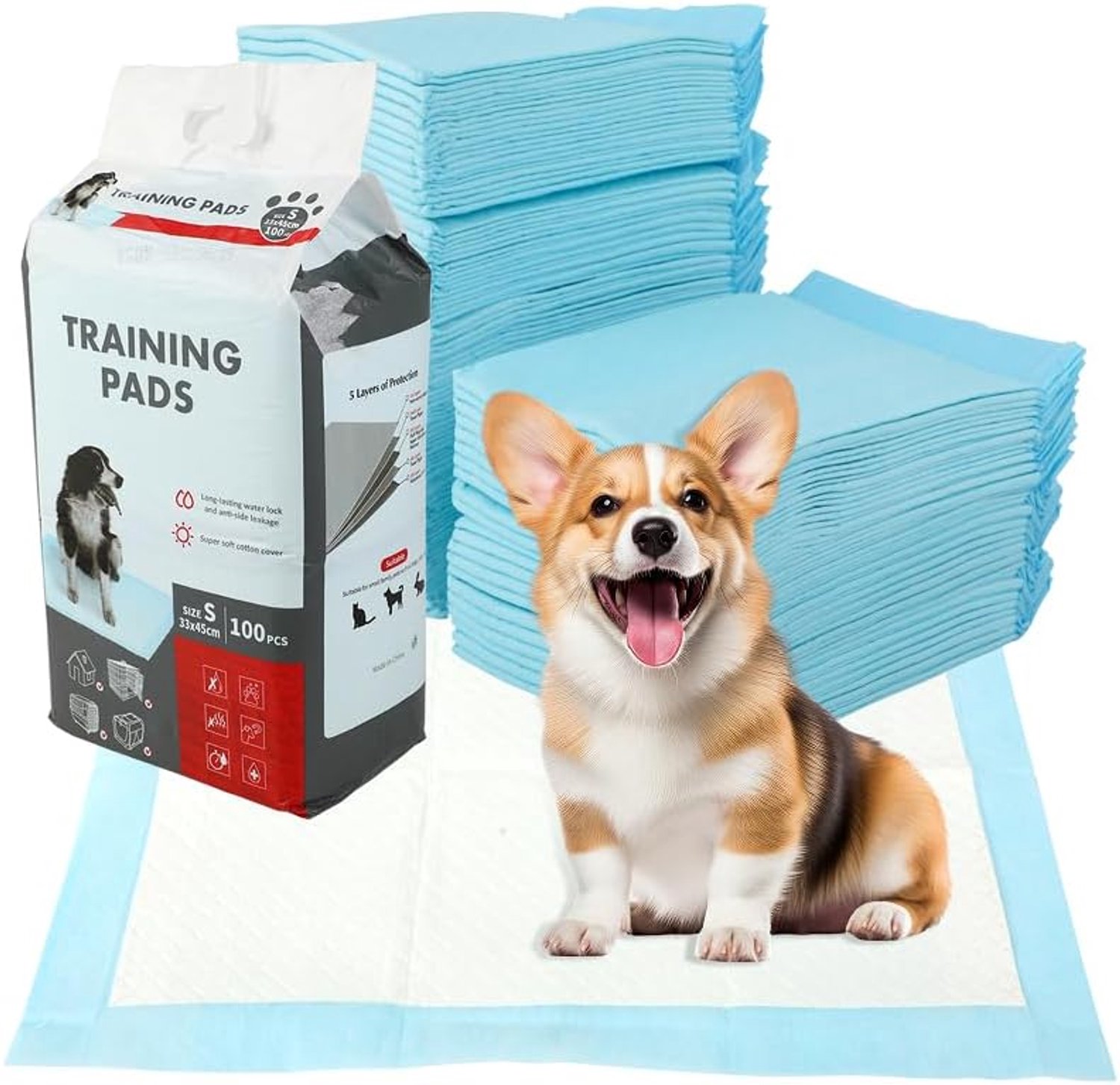 Hondenzorgmat 33 x 45 cm - 100 stuks - 6-laags - Lekvrij en snel drogend - Ideaal voor training - Vemera