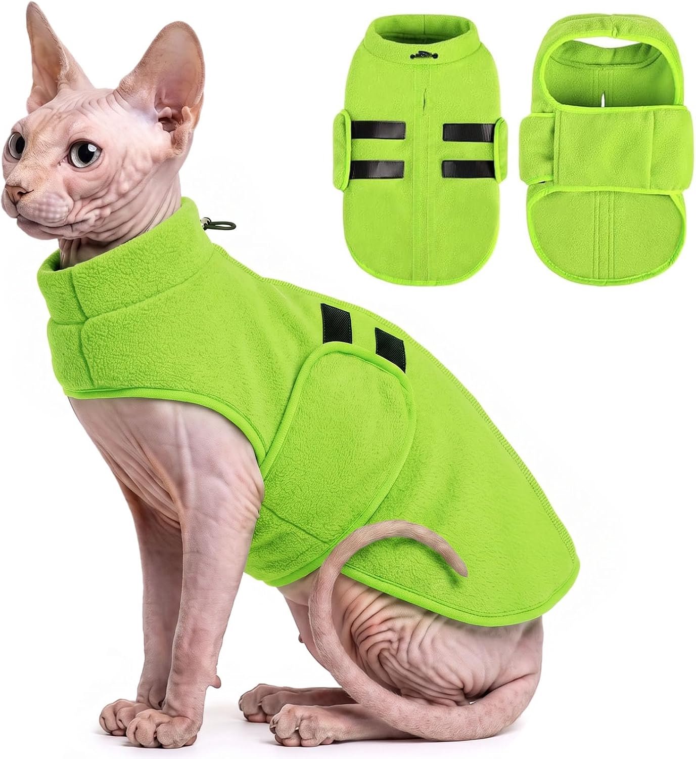 Zacht fleece vest trui hondenjas met riemgat, warme winterkleding voor kleine honden en katten, jongen of meisje (groen, XXS)