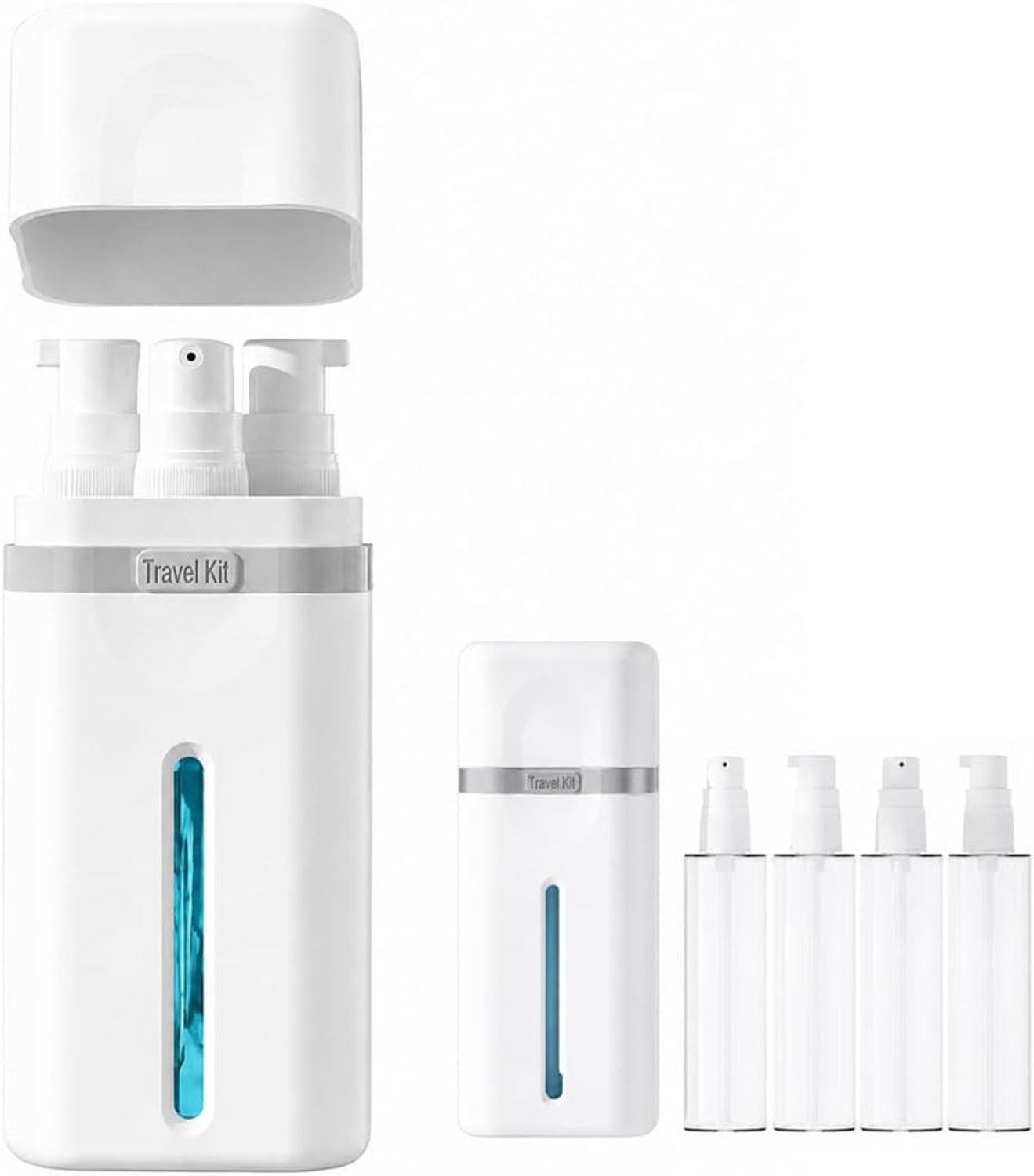 Reisdispenser 4-in-1 - 4 x 30 ml - Wit - Lekvrije en draagbare flessen - Homevero