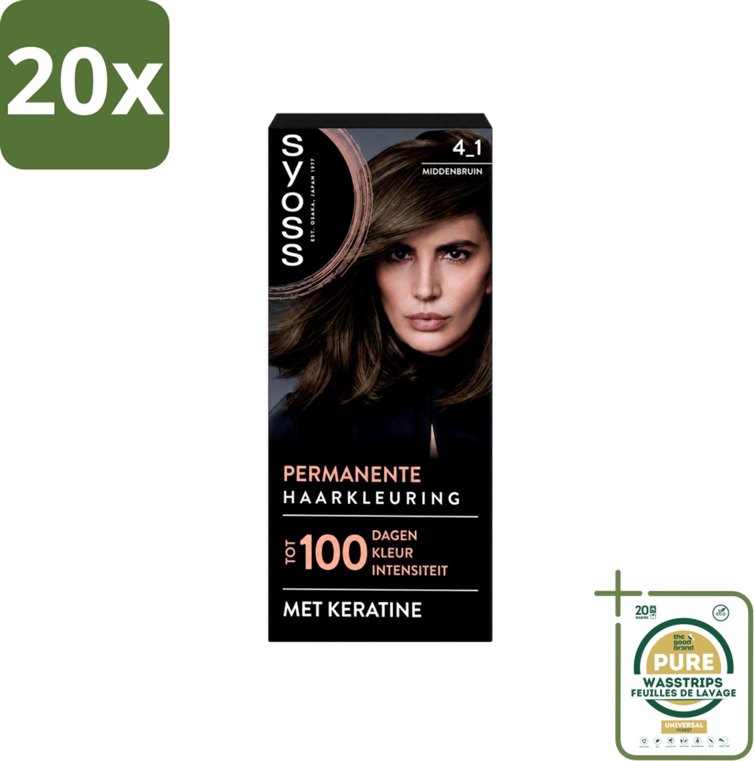 20 x SYOSS - Coloration 4-1 Middenbruin - Haarverf - Grijsdekking - Vermindert Haarbreuk - Wasstrips - Haarverf - Permanent Haarkleuren - Grijsdekking - Haarverf 4-1 - Haarverf Middenbruin
