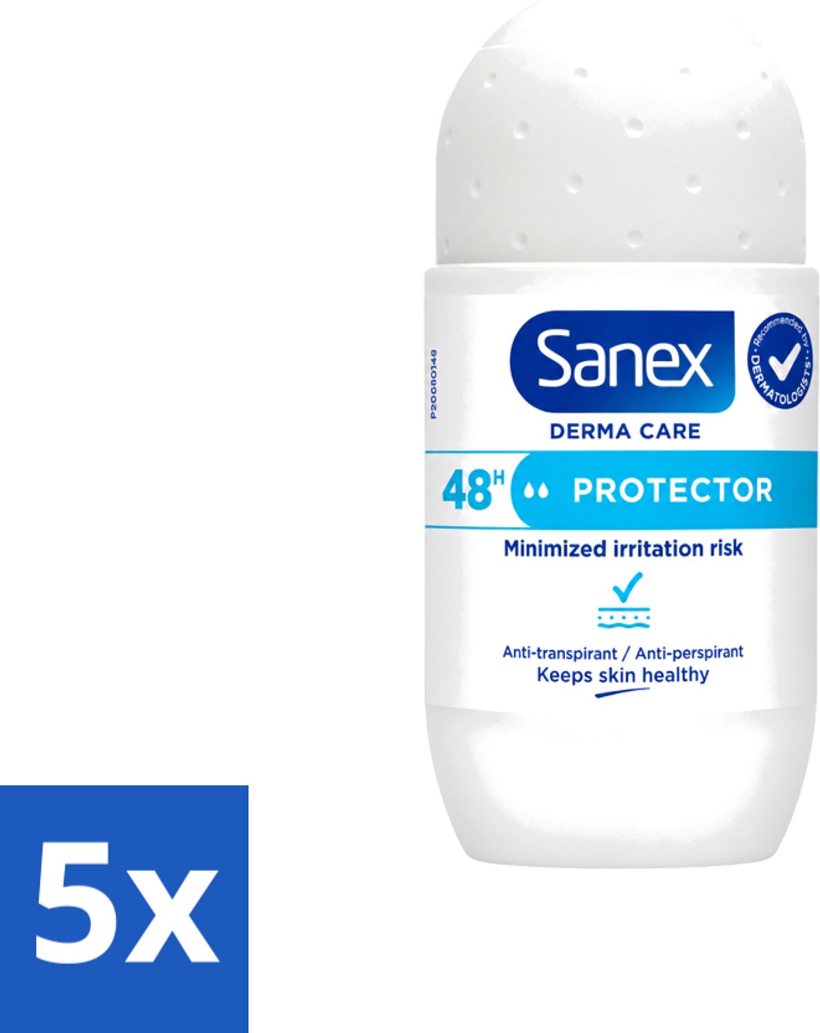 5 x Sanex – Deodorant Roller – Dermo Protector – 53 ml - Voordeelverpakking - 5 stuks