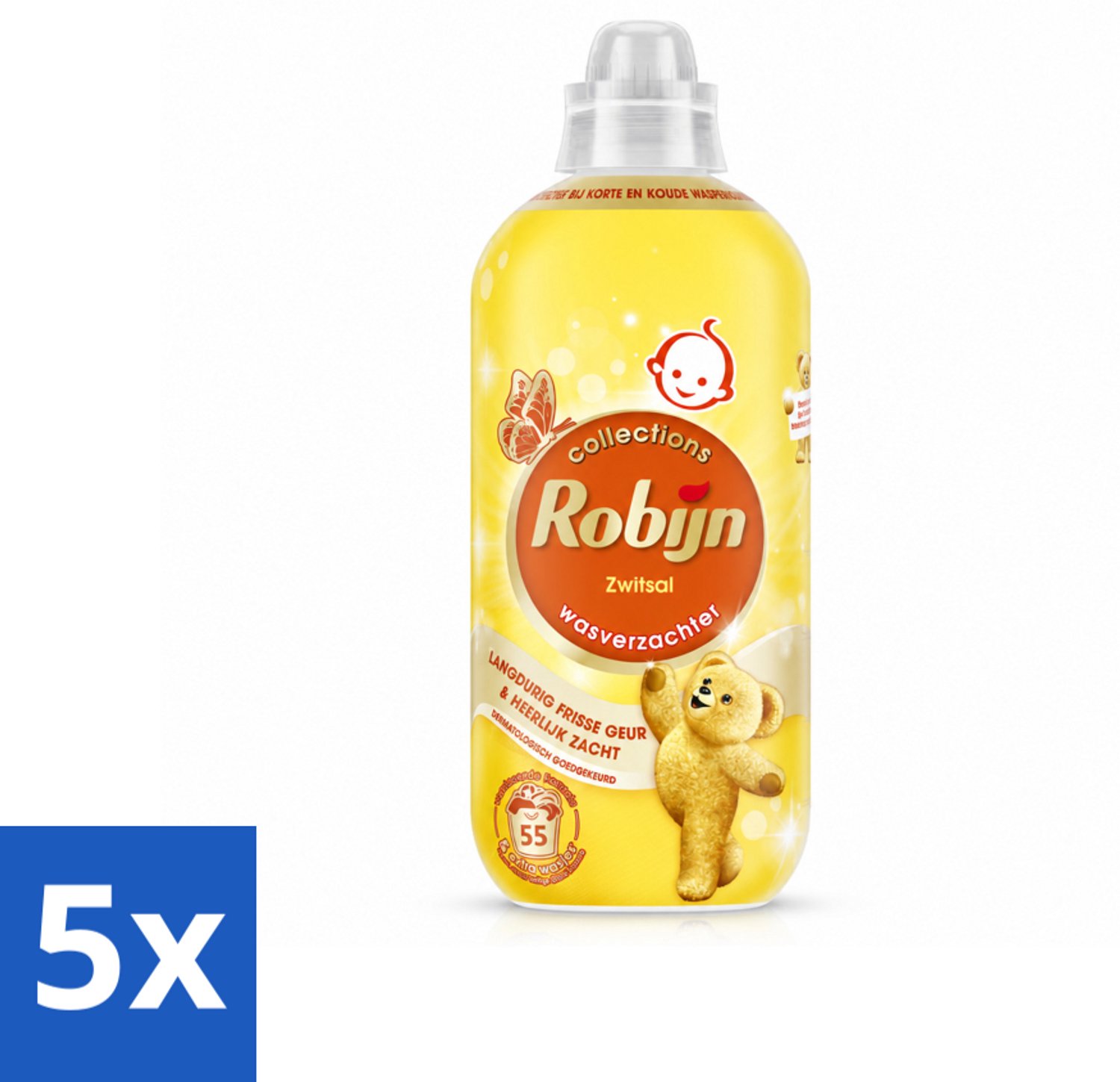 5 x Robijn – Wasverzachter – Zwitsal – 1,1 L - Voordeelverpakking - 5 stuks