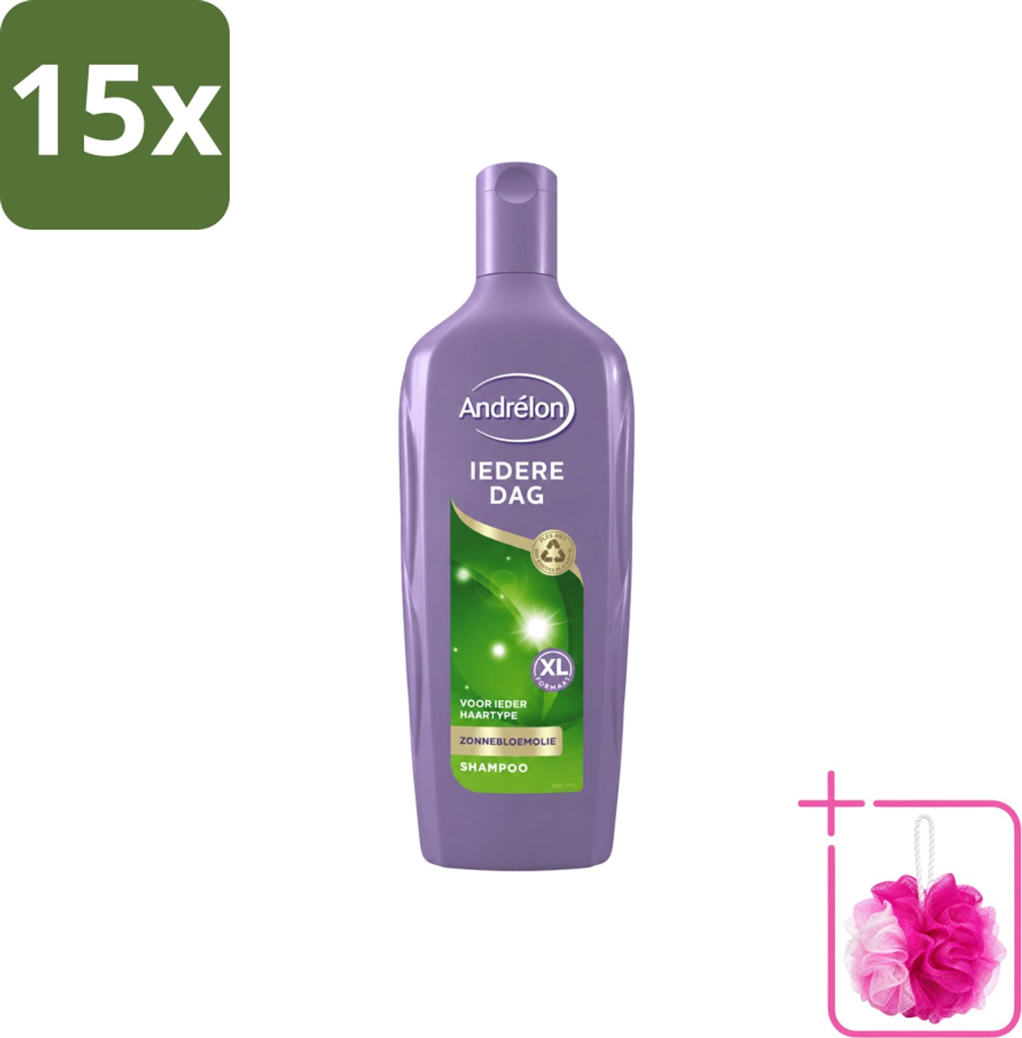 15 x Andrélon - Iedere Dag - Shampoo - 450 ml - Bulkverpakking - Shampoo dagelijks - Douchemop - Fris haar