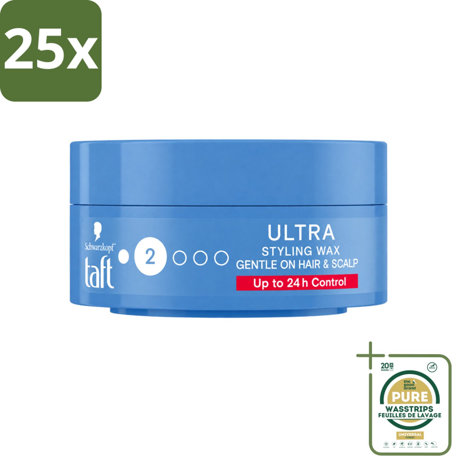 25 x Taft - Ultra 2 - Styling Wax - Flexibele textuur - 75 ml - Wasstrips - Haartypen - Styling Wax - Flexibele Hold - Glanzend Haar - Vegan Haarproduct