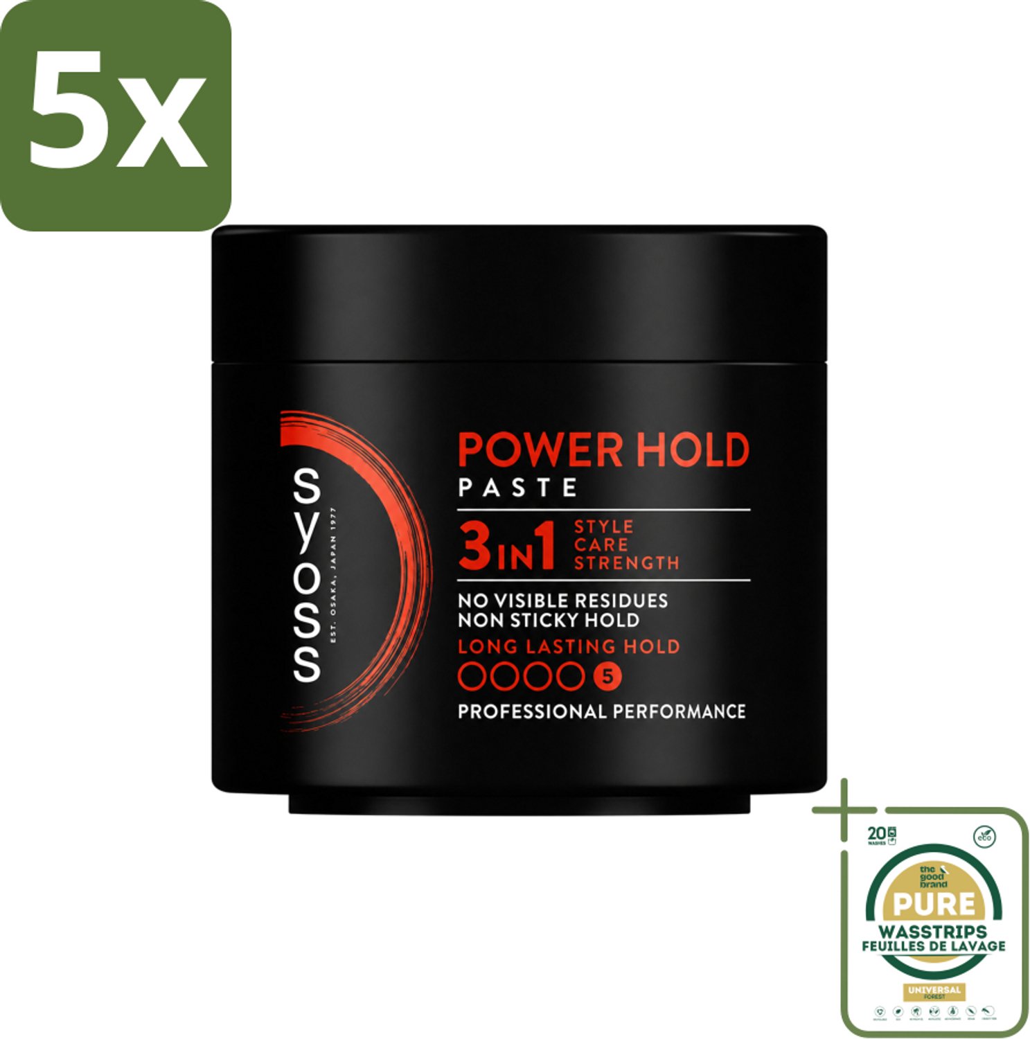 5 x SYOSS - Power hold 150 ml - Haarpaste - Sterke Fixatie - 150ml - Wasstrips - Haarpaste - Krachtige Fixatie - Haartypen - Haartypen Styling - Haartypen Verzorging