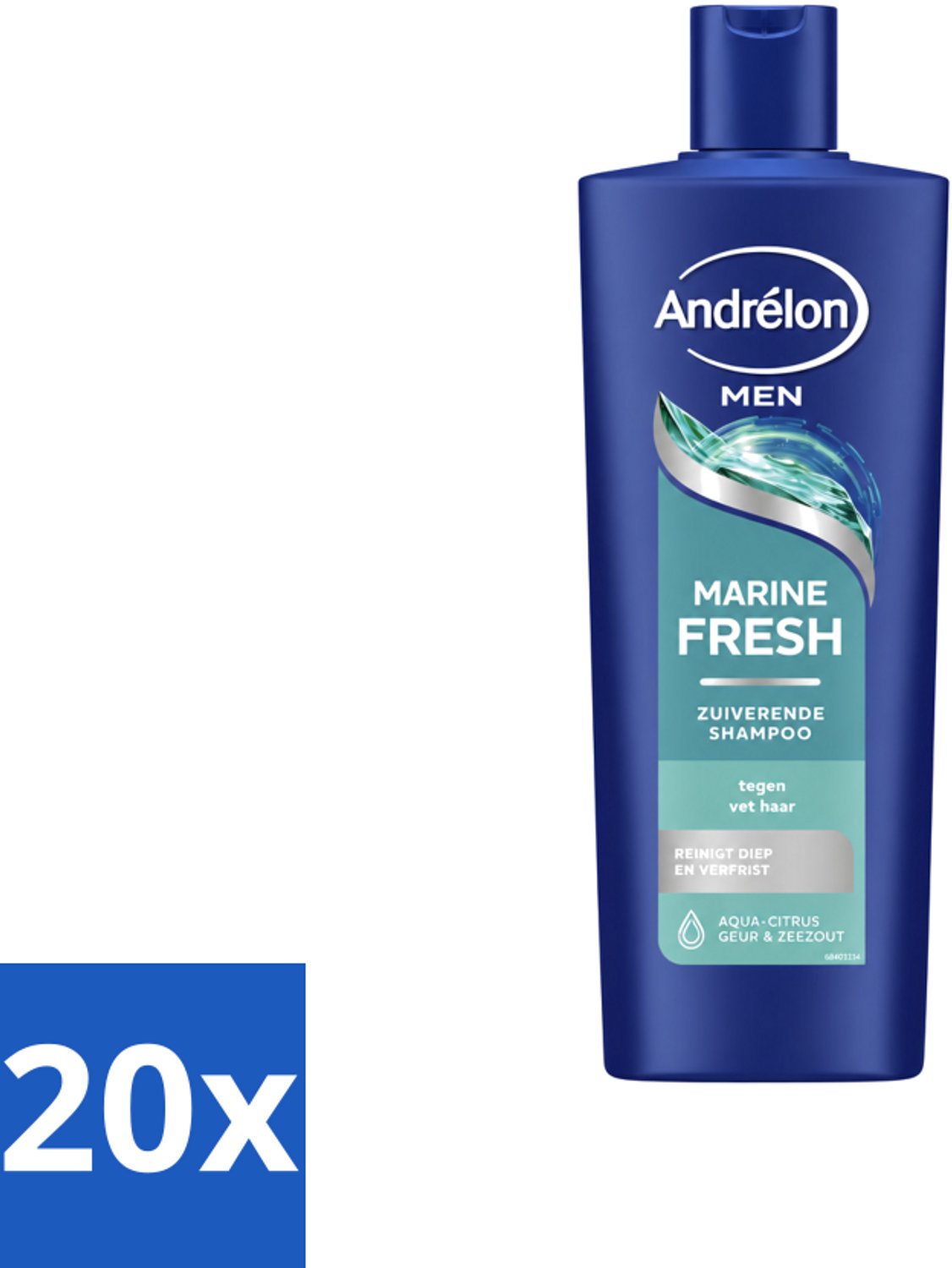20 x Andrélon – Shampoo – Marine Fresh Men – 400 ml - Voordeelverpakking - 20 stuks