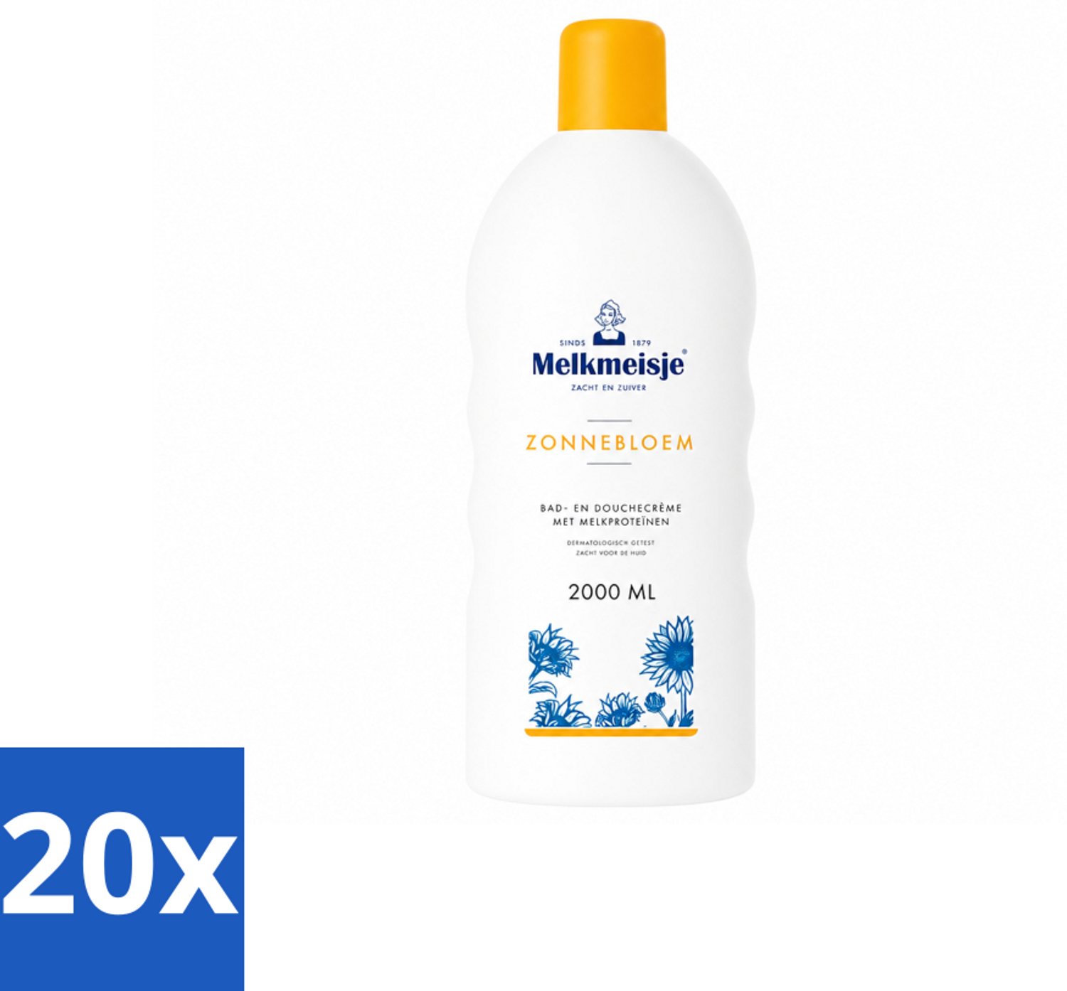 20 x Melkmeisje – Bad & Douchecrème – Zonnebloem – 2000 ml - Voordeelverpakking - 20 stuks