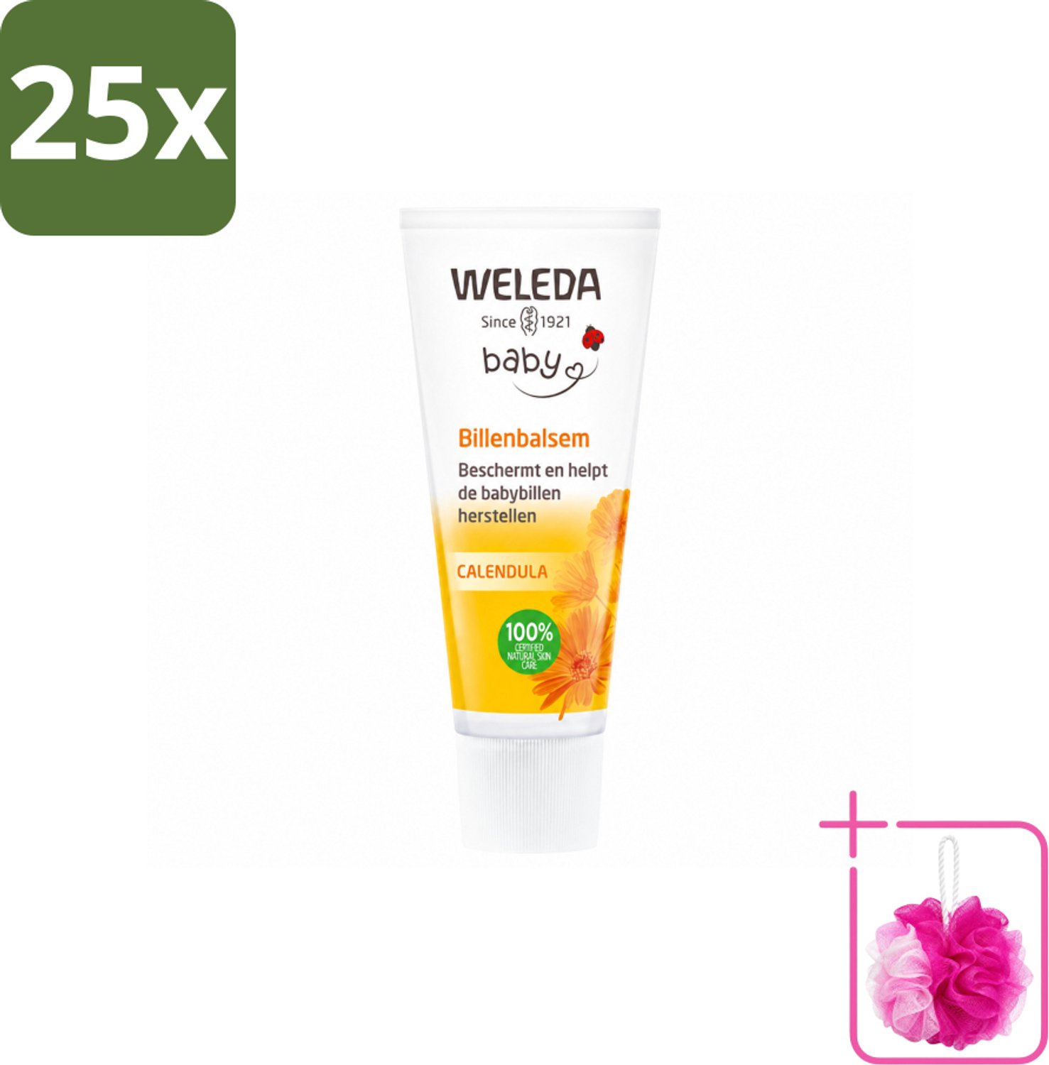 25 x WELEDA - Billenbalsem - Baby Calendula - 30 ml - Bulkverpakking - Babybillen - Douchemop - Luieruitslag