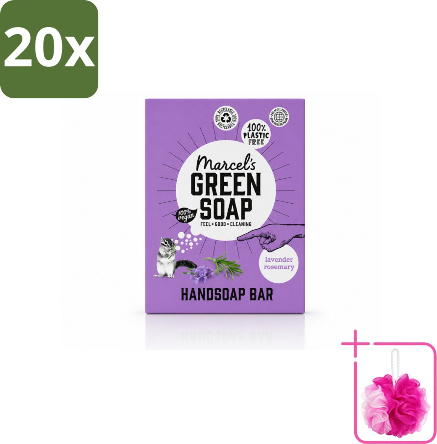 20 x Marcel's Green Soap - Handzeep Bar - Lavendel & Rozemarijn - Zachte verzorging - 90 gr - Bulkverpakking - Handzeep bar - Douchemop - Natuurlijke handzeep