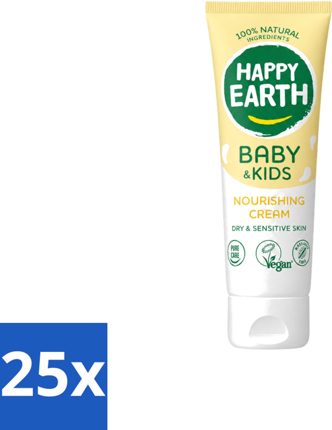25 x Happy Earth – Nourishing Cream – 100% Natuurlijk Baby & Kids – 75 ml - Voordeelverpakking - 25 stuks