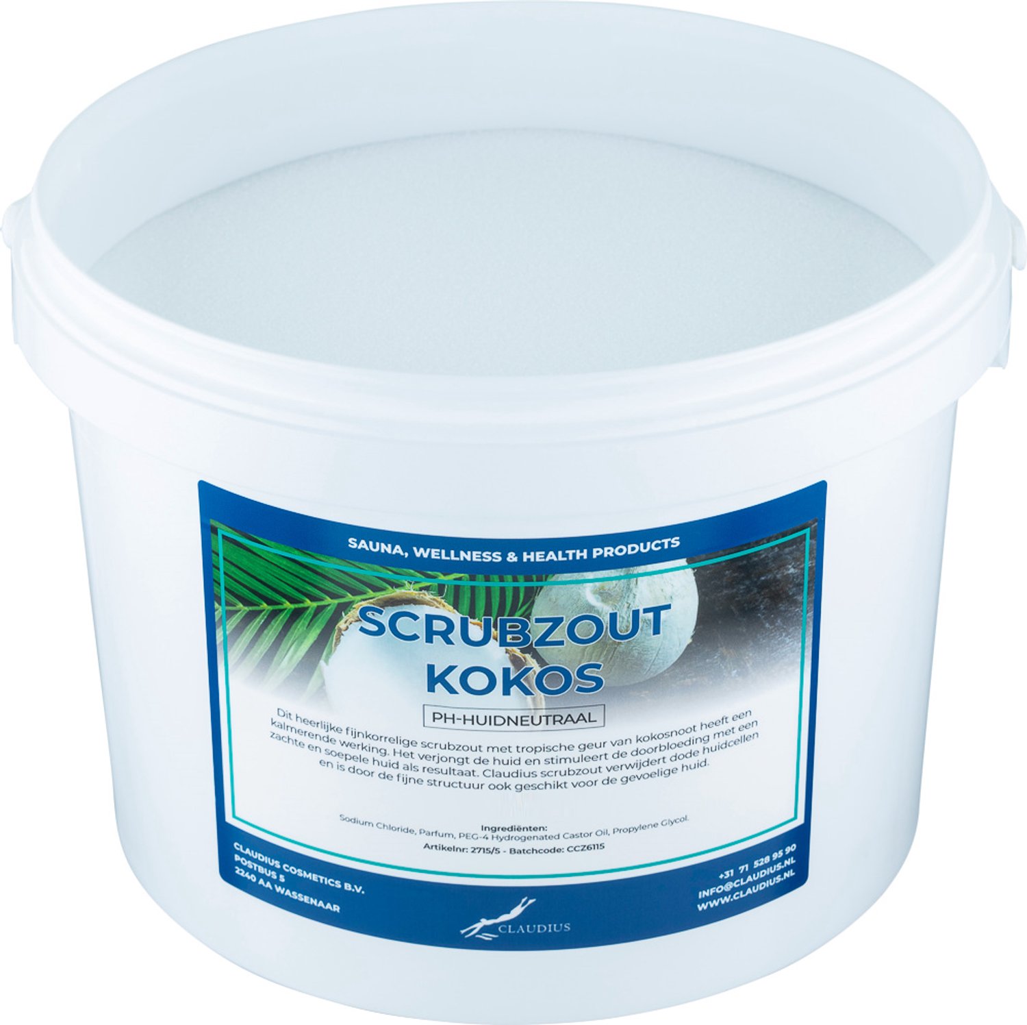 Claudius Scrubzout Kokos - 10 KG - Hydraterende Lichaamsscrub - Body Scrub