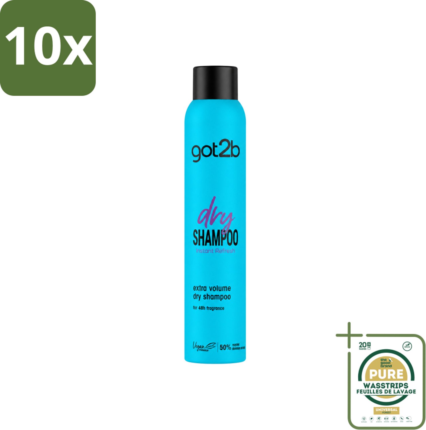 10 x Got2B - Droogshampoo - Fresh & Fabulous Volume - 200 ml - Wasstrips - Droogshampoo - Fris Haar - Volume Haar - Snel Opfrissen - Droog Haar