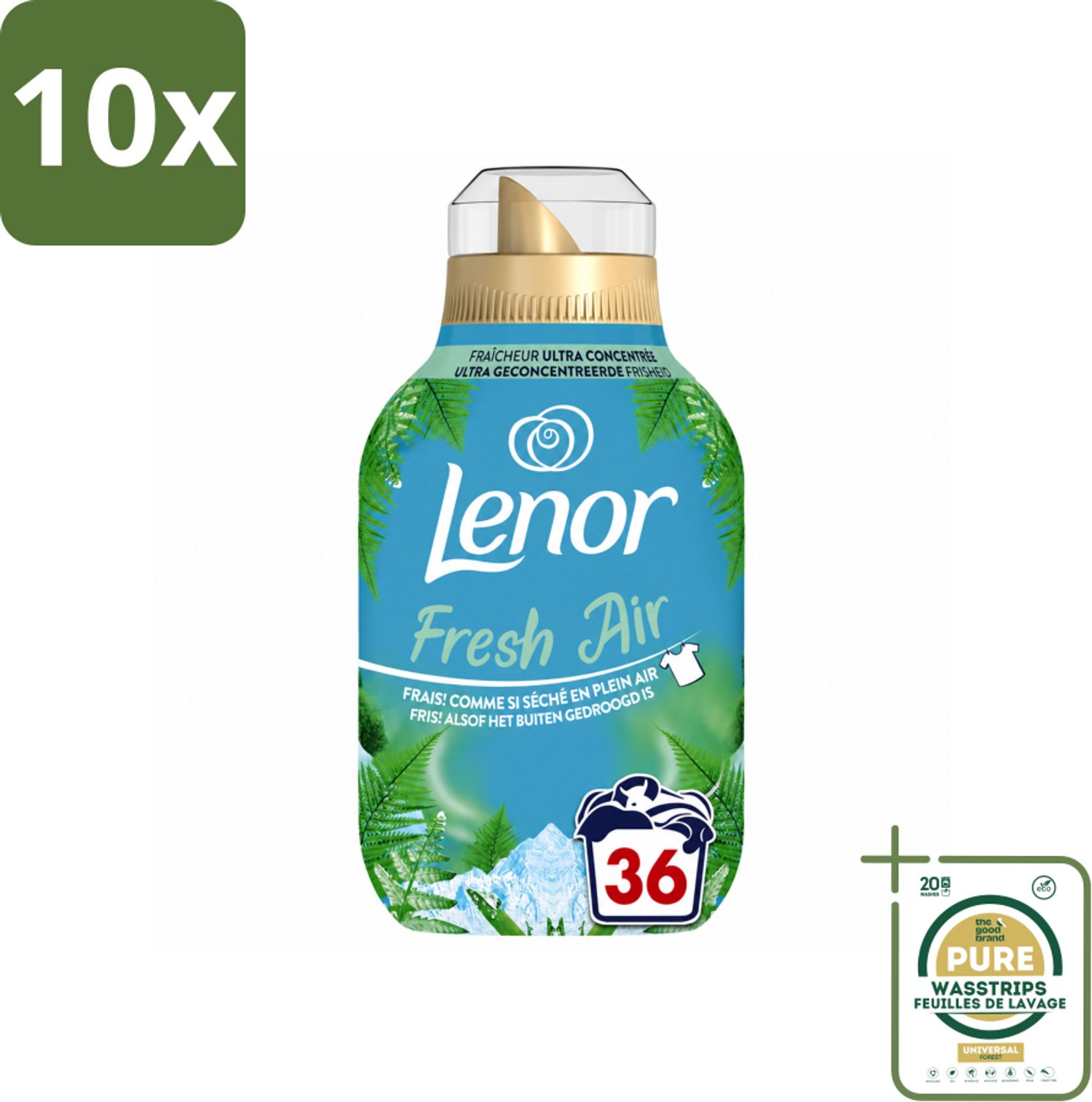 10 x Lenor - Wasverzachter - Fresh Air Noorderlicht - Ultra Geconcentreerd - 36 Wasbeurten - Wasstrips - Wasverzachter - Wasverzachter Frisheid - Wasverzachter Citrus - Wasverzachter Zeelucht - Wasverzachter Buiten