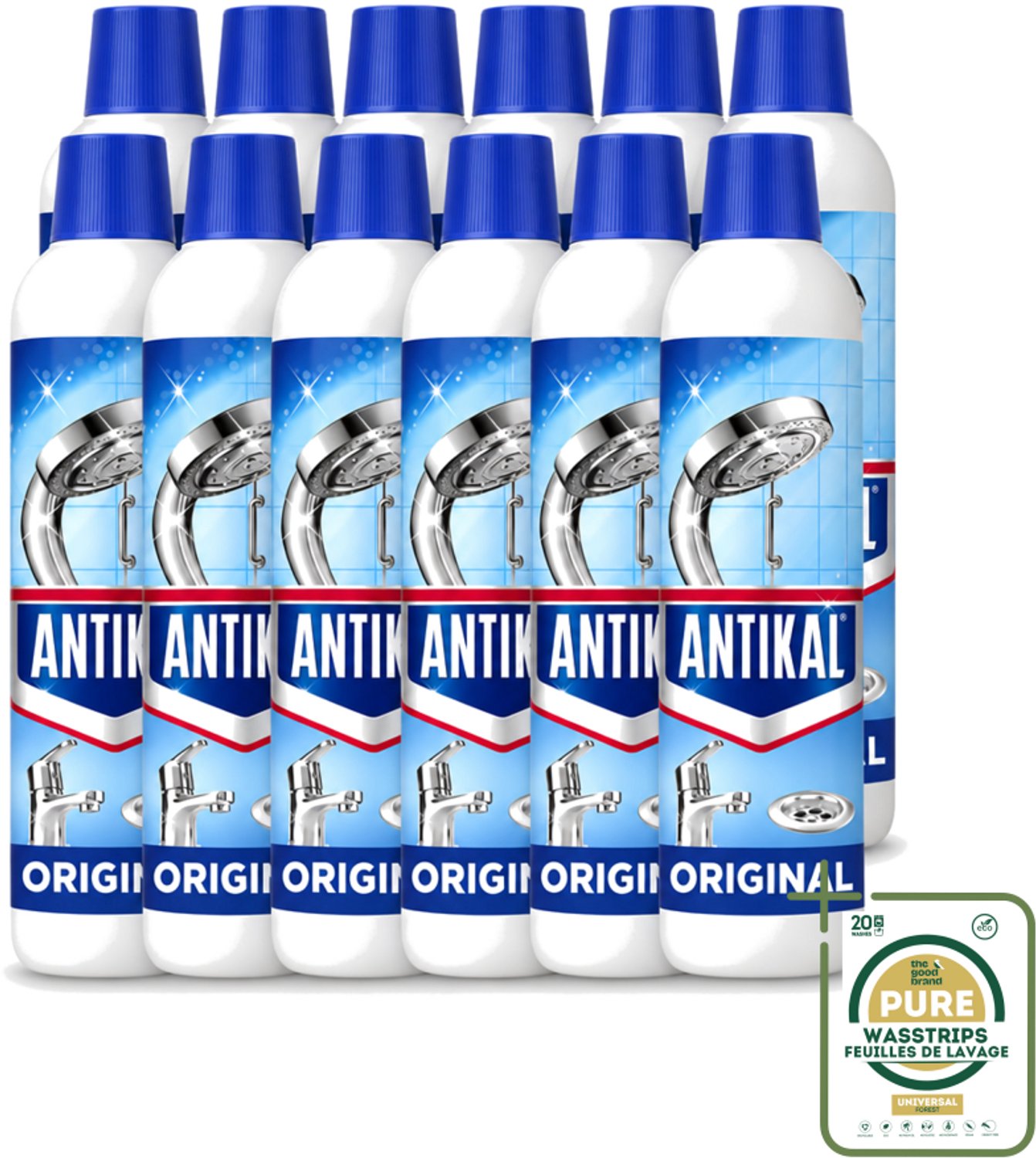12 x Antikal Original Gel - Kalkreiniger - Extra Hechting - Diepwerkend - 750 ml - Wasstrips - Kalkreiniger - Kalk Verwijderen - Kalkaanslag Verwijderen - Kalkvrij Maken - Hard Water