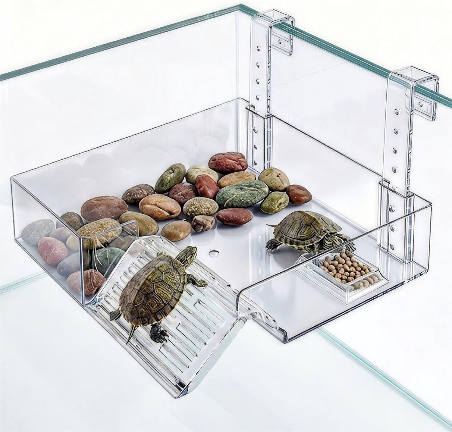 Turtle Dock, drijvende waterbak, reptielen, antislip, groot klimplatform, dierenbad voor schildpadden