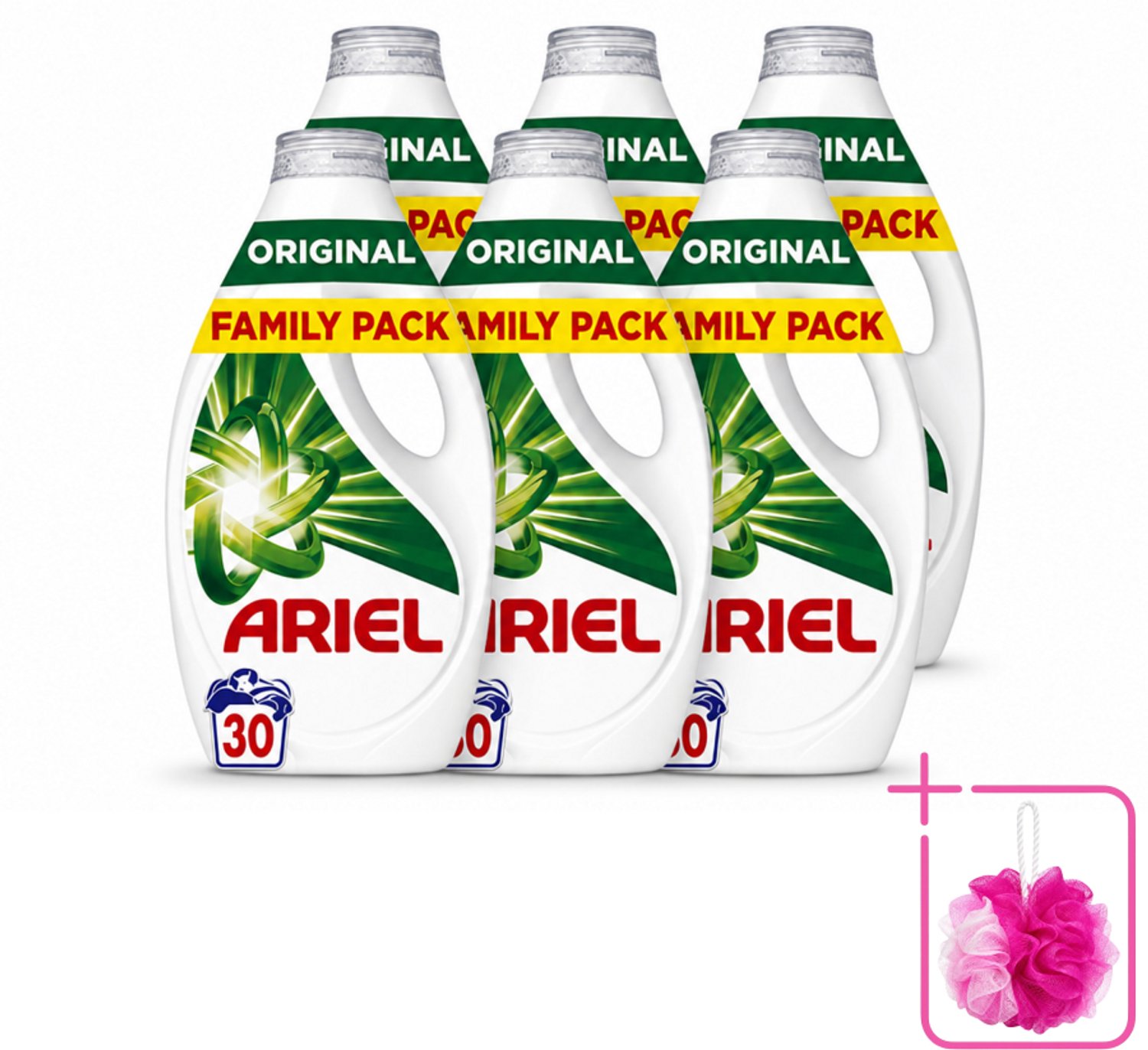 6 x Ariel - Vloeibaar Wasmiddel - Original - 30 Wasbeurten - 1350 ml - Bulkverpakking - Wasmiddel - Douchemop - Vlekverwijdering
