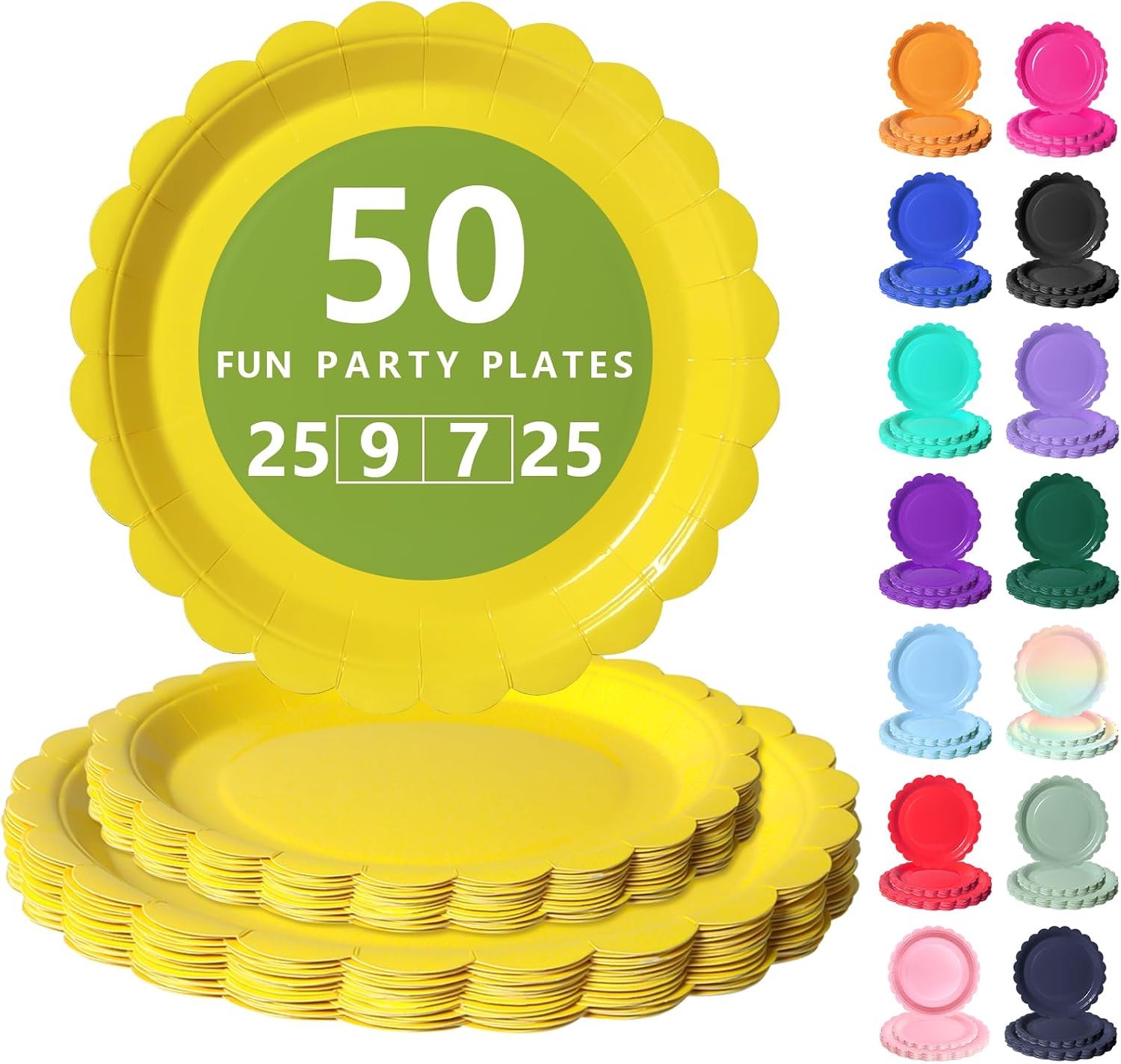 Papieren Borden Set - 50 Delig Feestservies - 25 Dienborden 23cm + 25 Dessertborden 18cm - Voor Verjaardagen, Feesten & Gezelligheid
