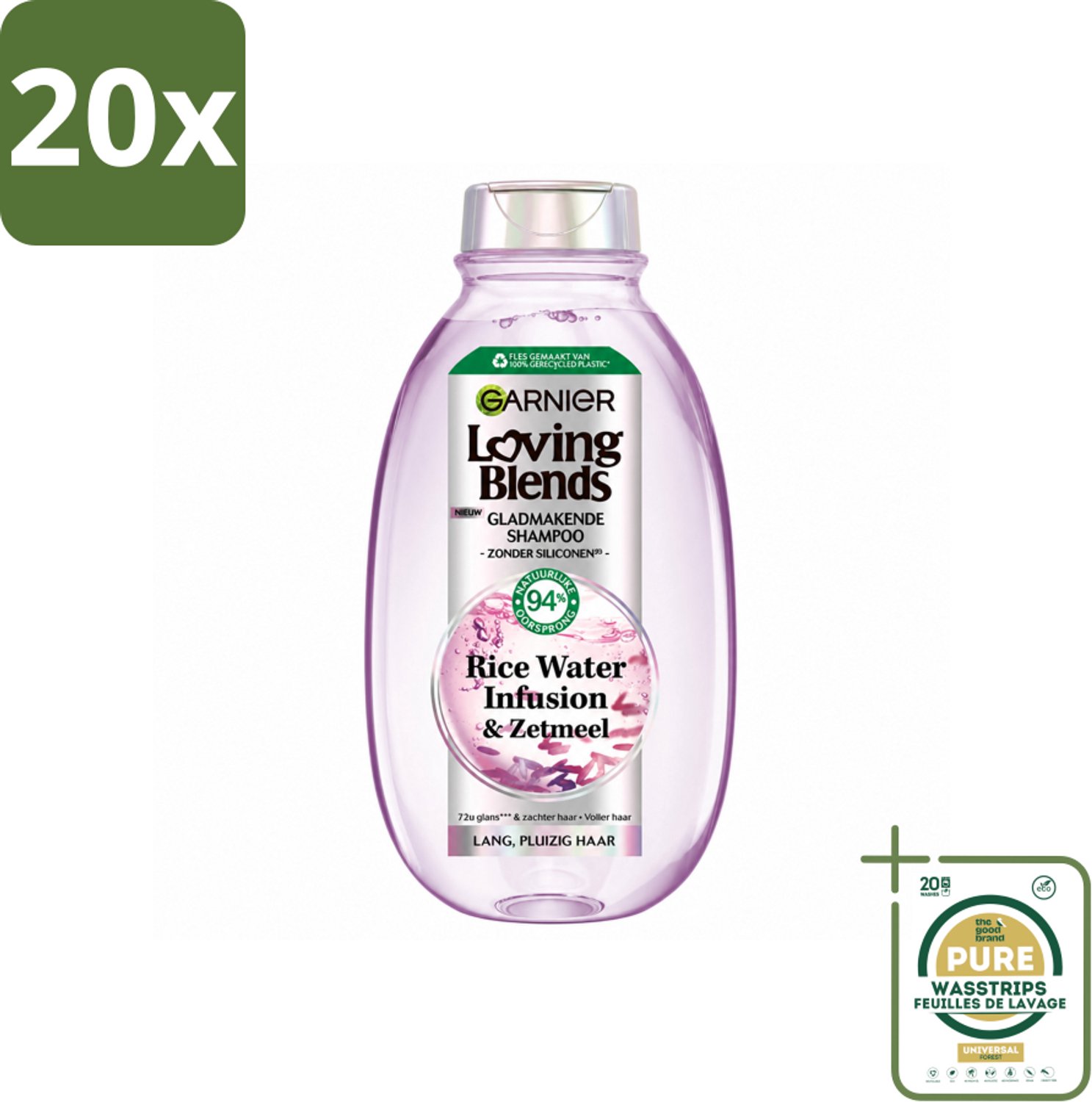 20 x Garnier - Loving Blends - Shampoo - Rice Water Infusion - Glans & Zachtheid - Lang Haar - 300 ml - Wasstrips - Rijstwater Shampoo - Glans Haar - Zachtheid Haar - Lang Haar Verzorging - Haarhydratatie