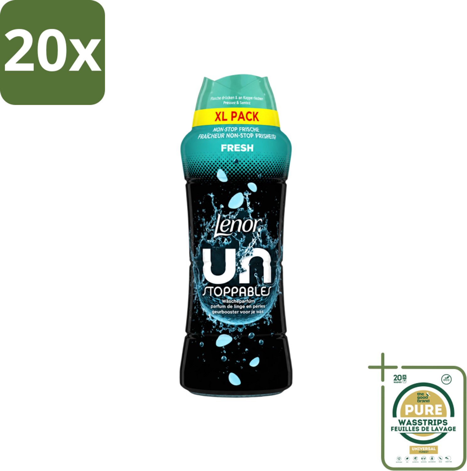20 x Lenor Unstoppables - Geurbooster - Fris - Non-Stop Frisheid - Grootverpakking - Wasstrips - Geurbooster - Wasgeur - Frisheid - Textielverfrisser - Wasroutine