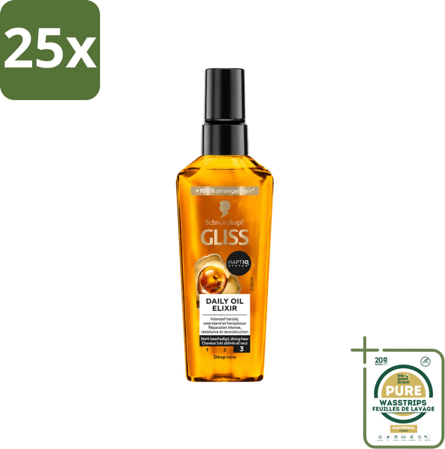 25 x Gliss - Hair Repair - Oil Elixer - Ultiem Haarherstel en Glans - Wasstrips - Haarherstel - Haarbescherming - Haarvoeding - Keratine - Haarbreuk