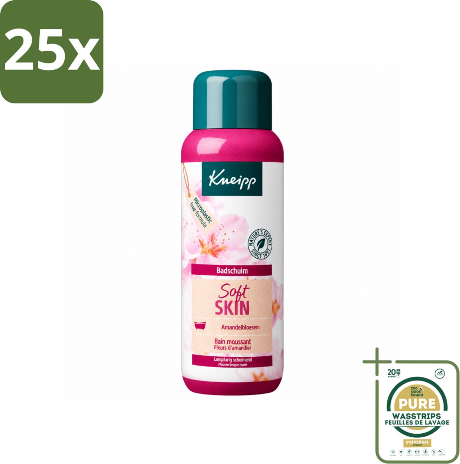 25 x Kneipp - Badschuim - Amandelbloesem - Voor droge en gevoelige huid - 400 ml - Wasstrips - Badshuim - Droge Huid - Gevoelige Huid - Amandelolie - Natuurlijke Verzorging
