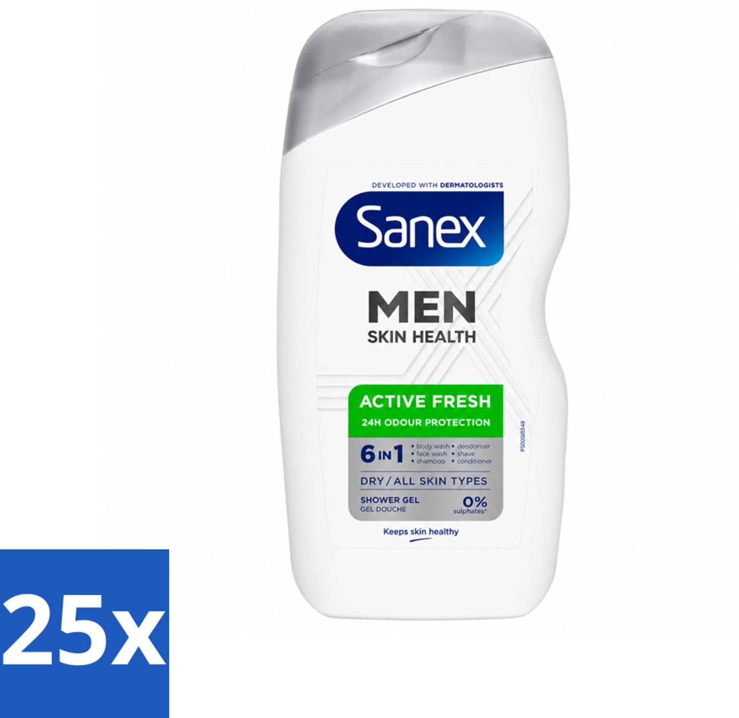 25 x Sanex – Douchegel – Men Active Fresh – 400 ml - Voordeelverpakking - 25 stuks