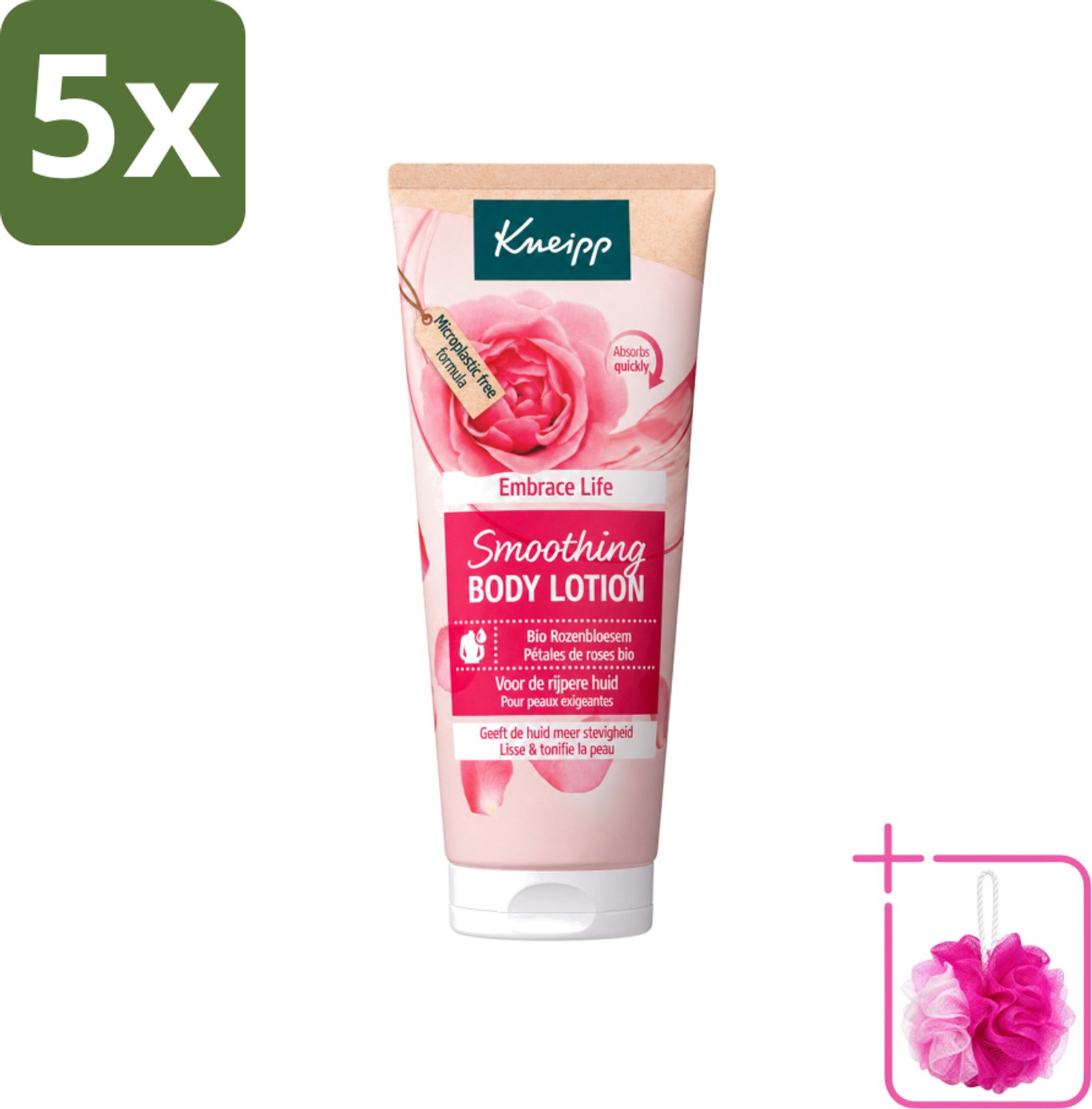 5 x Kneipp - Body lotion - Embrace Life - Anti‑Aging verzorging - 200 ml - Bulkverpakking - Anti-aging bodylotion - Douchemop - Huidverzorging