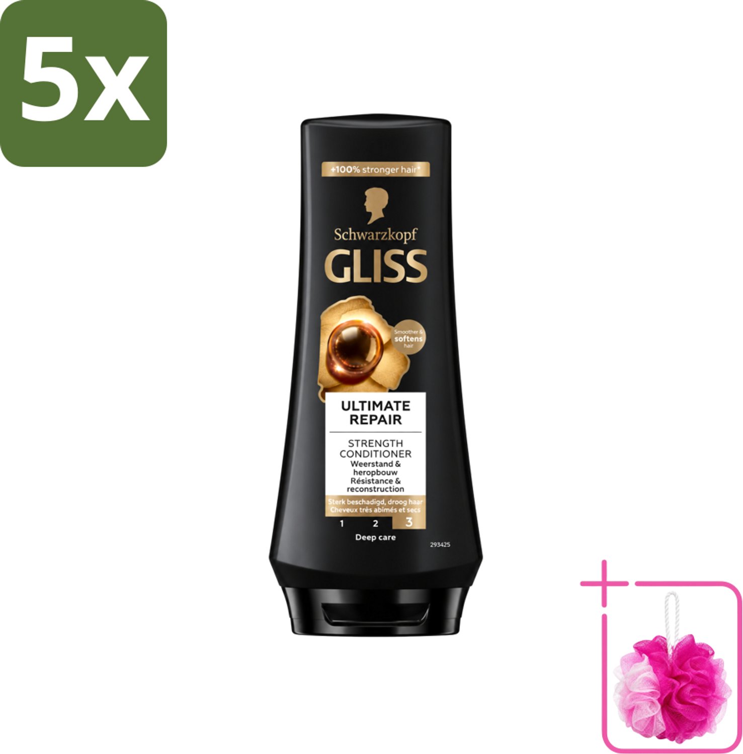 5 x Gliss - Hair Repair - Conditioner voor Ultiem Herstel van Beschadigd Haar - 200 ml - Bulkverpakking - Haarkracht - Douchemop - Haarherstel
