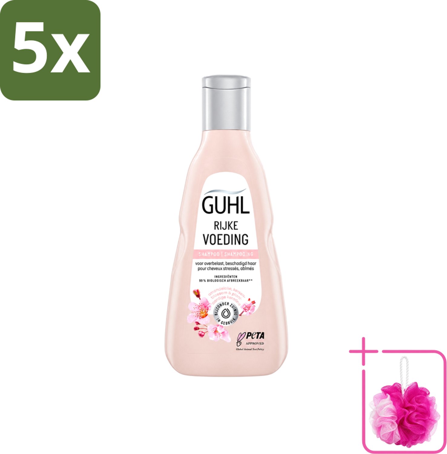 5 x Guhl - Shampoo - Rijke Voeding - 250 ml - Bulkverpakking - Voedend haarshampoo - Douchemop - Droog haar