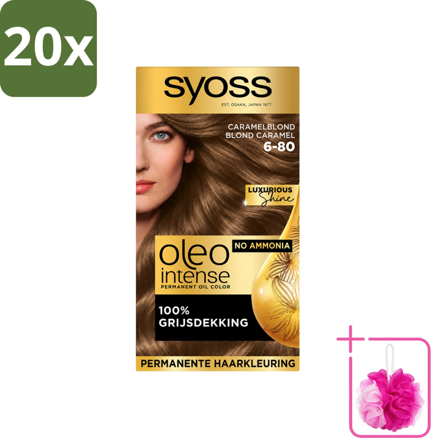 20 x SYOSS - Oleo Intense 6-80 - Haarverf - Permanente Haarkleuring - Caramelblond - Langdurige Kleur - Bulkverpakking - Haarkleur - Douchemop - Caramelblond