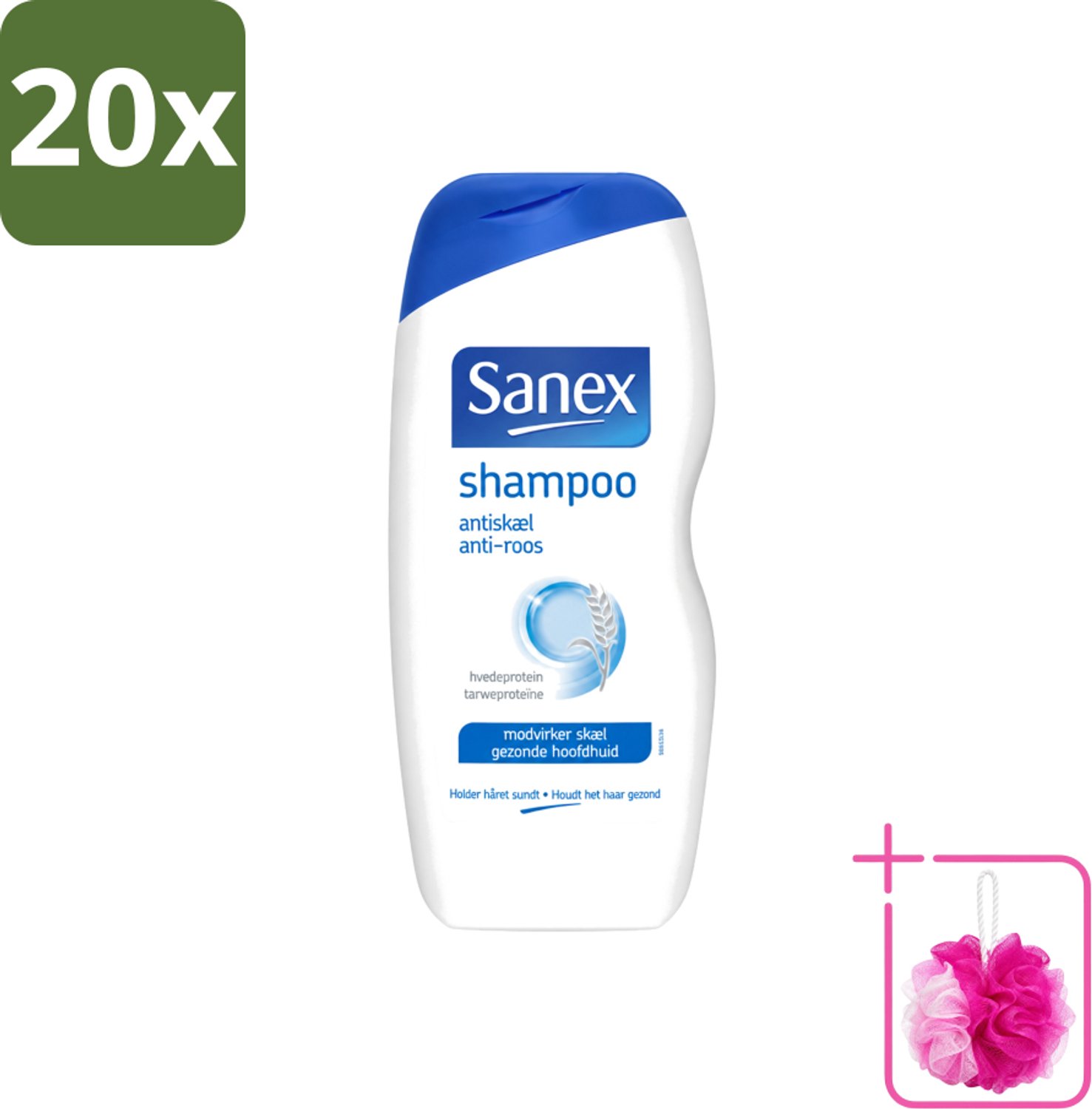 20 x Sanex - Shampoo - Anti-Roos - Tegen Schilfers - 250 ml - Bulkverpakking - Anti-roos shampoo - Douchemop - Schilfers shampoo