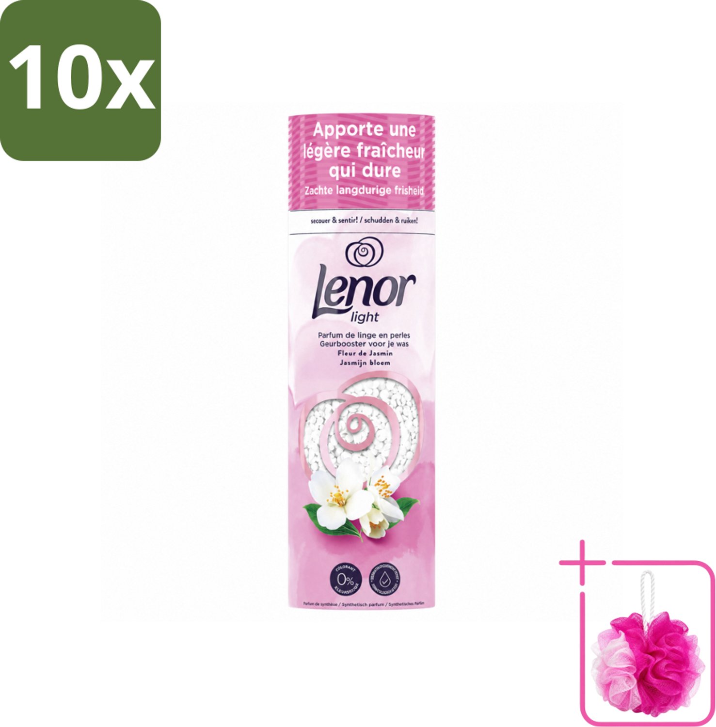 10 x Lenor Light - Geurbooster - Jasmijn - Non-Stop Frisheid - 19 Wasbeurten - Bulkverpakking - Wasgeur - Douchemop - Zijdebloesem