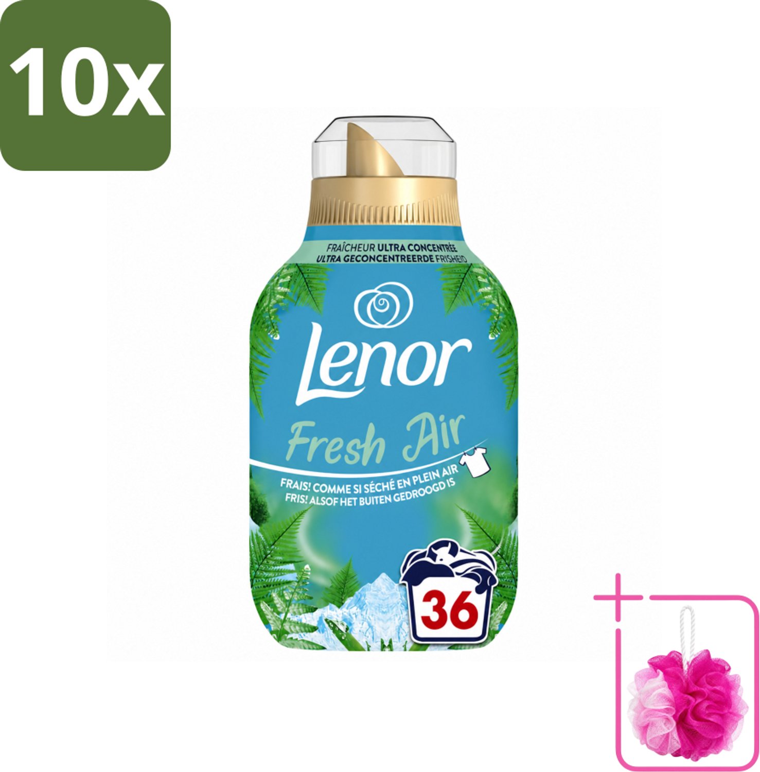 10 x Lenor - Wasverzachter - Fresh Air Noorderlicht - Ultra Geconcentreerd - 36 Wasbeurten - Bulkverpakking - Wasverzachter - Douchemop - Frisheid