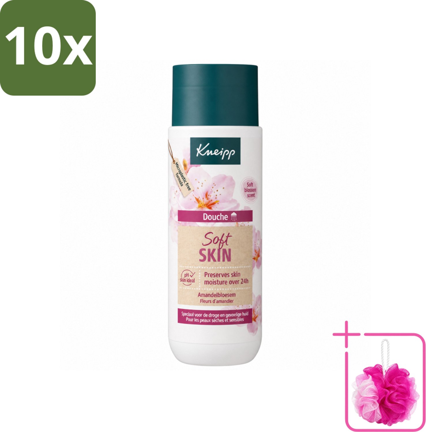 10 x Kneipp - Douchegel - Soft Skin - Amandelbloesem - 200 ml - Bulkverpakking - Droge huid - Douchemop - Gevoelige huid