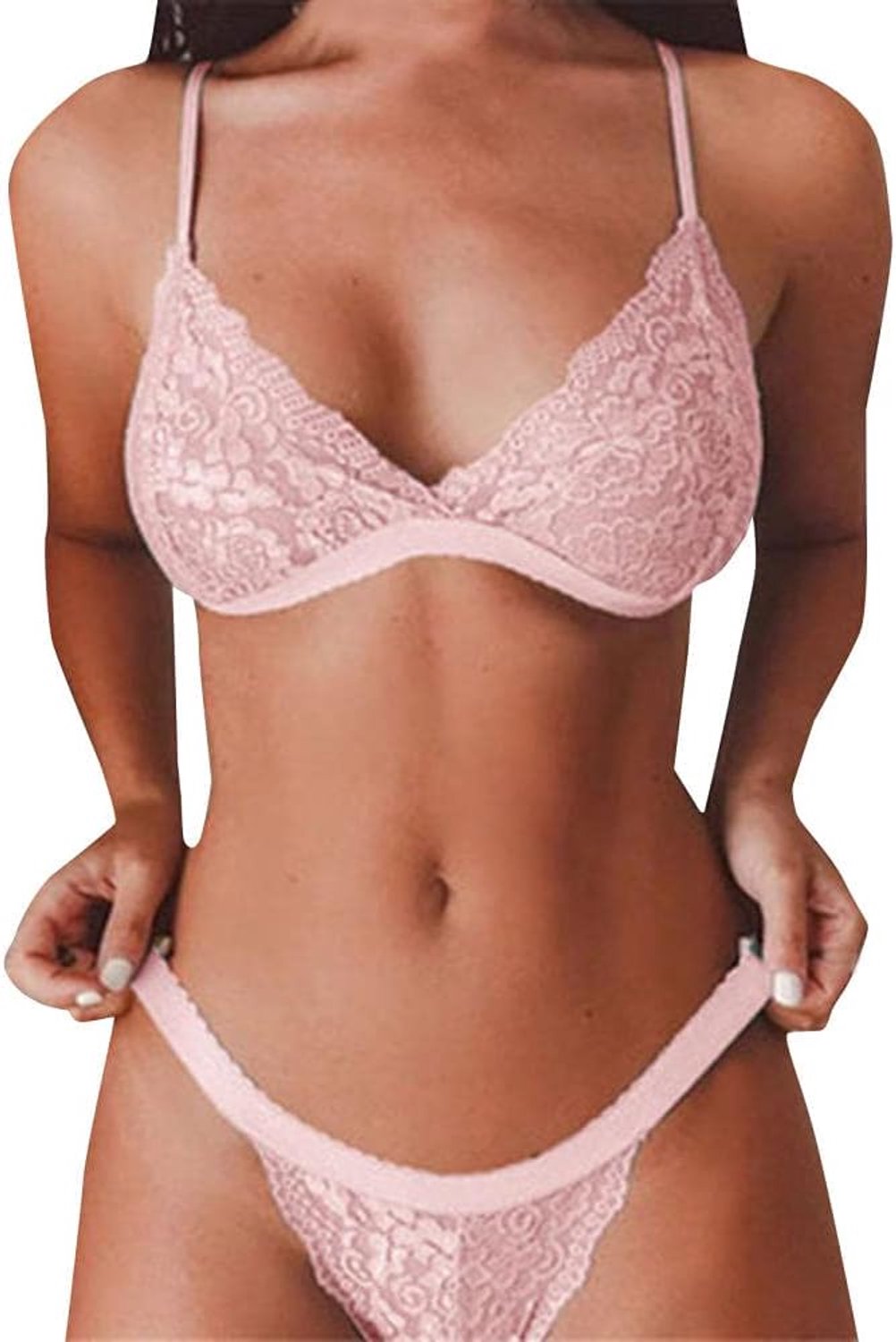 & cosplay Dames Sexy Lingerie Lace Lingere Dames Nachtkleding Bh Set-Rosa_L