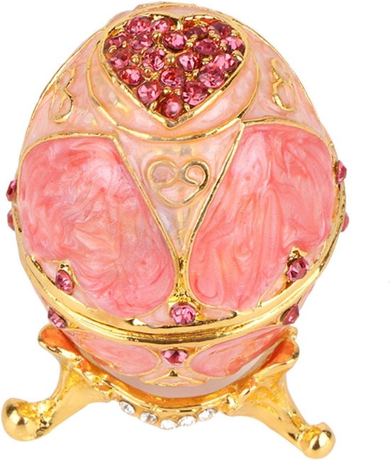 Stijl Ei Handgeschilderde Vintage Faberge Ei Geëmailleerd Faberge Ei Met Glanzende Diamanten Voor Paasei Trinket Doos — afbeelding 5