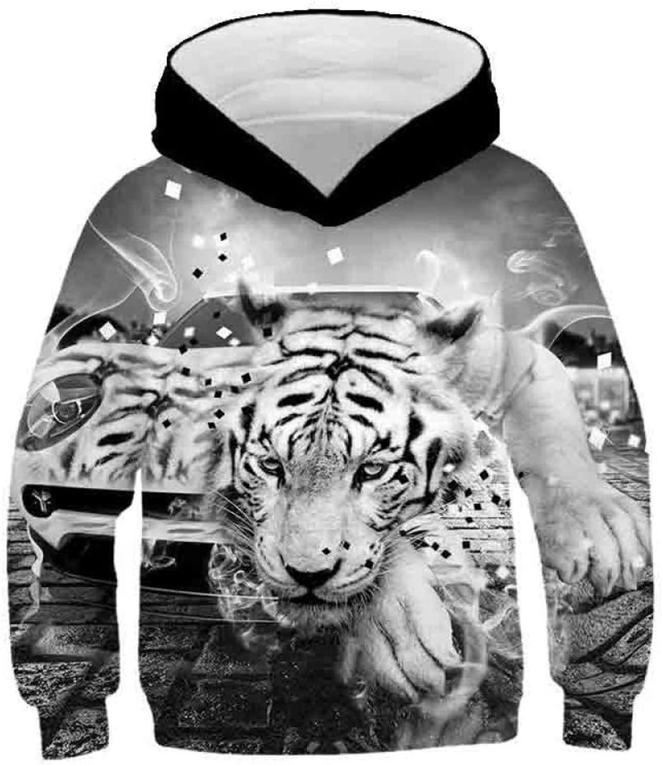 Hoodie 3D Print,3D Tiger Kids Hoodie Jongens Meisjes Dunne Sweatshirt Hoed Tijgerprint Tiener Jongens Meisjes Hoodie Trui