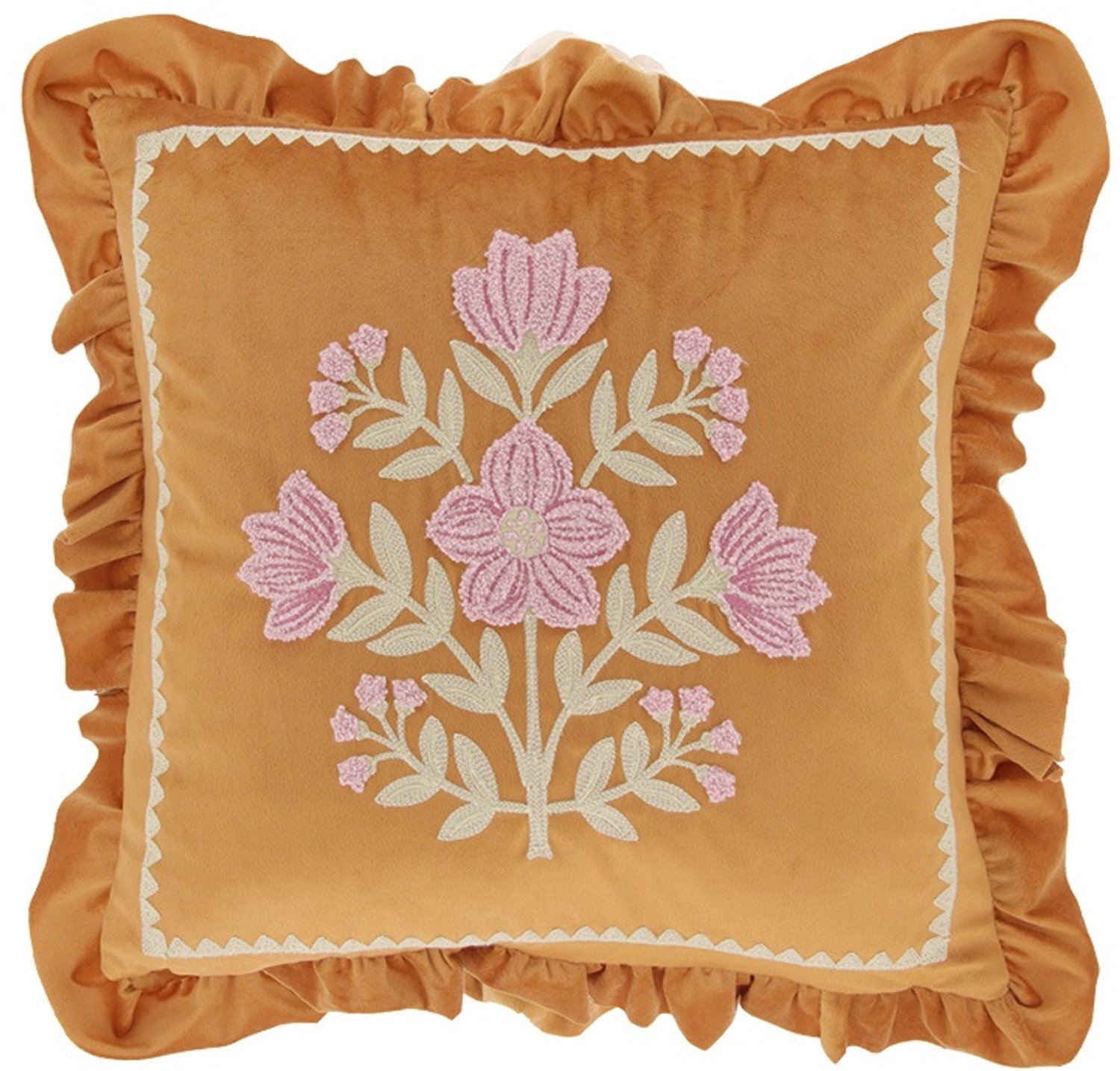 Unique Living Sierkussen Lola - orange flame - 45x45cm Oranje