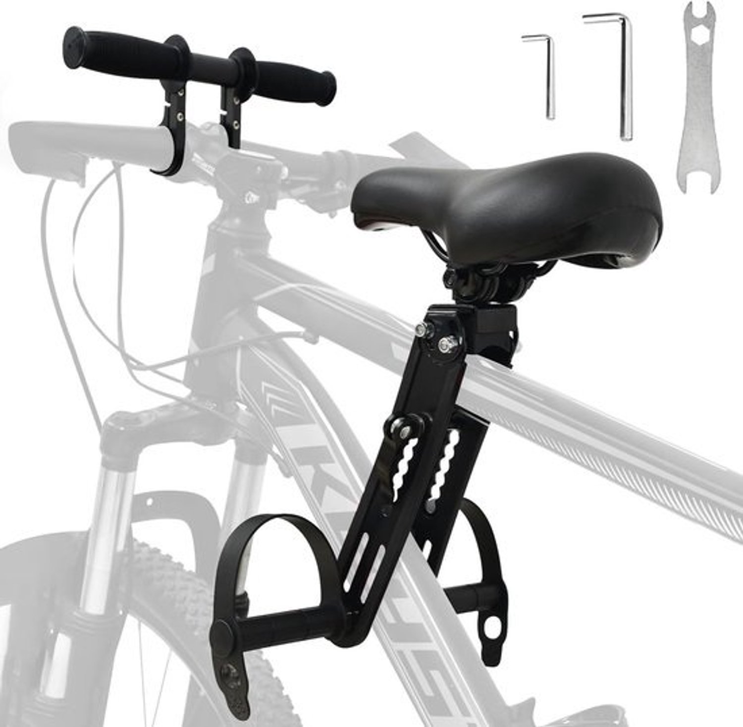 Kinderfietsstoel - Voorzitje voor mountainbike - Samen fietsen - Verstelbare hoogte - 30x16x10 cm - Zwart