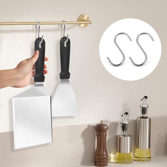 Spatels, roestvrij staal met ABS-kunststof handgreep, ideale grillaccessoires voor Smash Burger, vaatwasmachinebestendig — afbeelding 3
