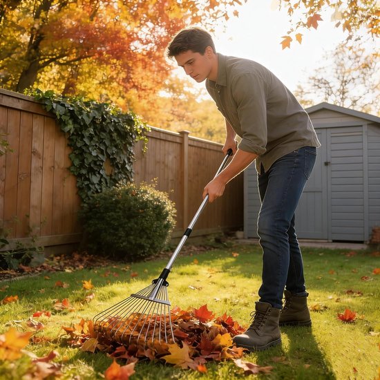Tuinhark, 85-175 cm, bladbreker met uitbreidbare kop, 20-40 cm, 15 tanden voor gazon en tuinreiniging — afbeelding 5