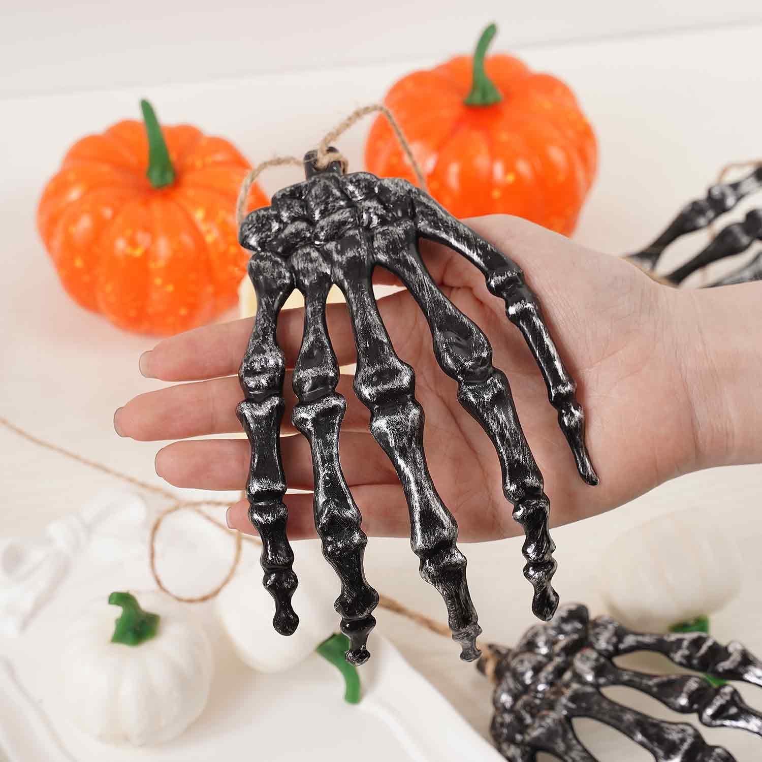Schedelbotmodel voor gotische Halloween-avond, binnendecoratie, feestbenodigdheden, rekwisieten, ornament, skelet voor spookhuis (zwart)
