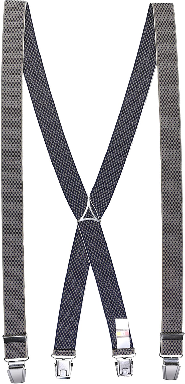 LINDENMANN heren bretels met extra sterke clips X-vorm - beige dessin