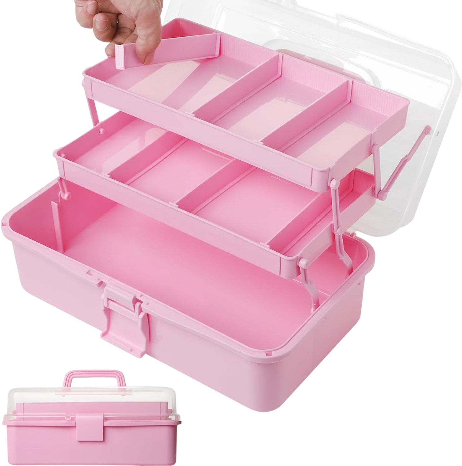 SNJY® Naaidoos Opbergbox - Naaibox - Naaikoffer - 17,5L x 33B x 14H cm - Roze