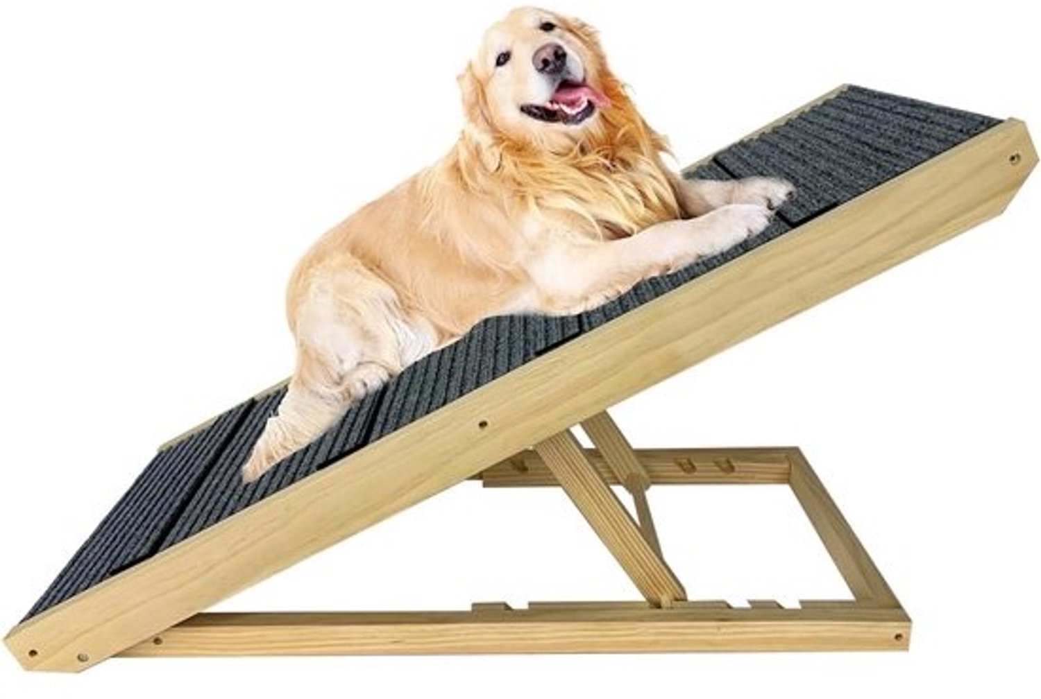 Hondenladder - Huisdiertrap - Hulp bij klimmen - Verstelbaar in hoogte - 100 cm lang - Houtkleur
