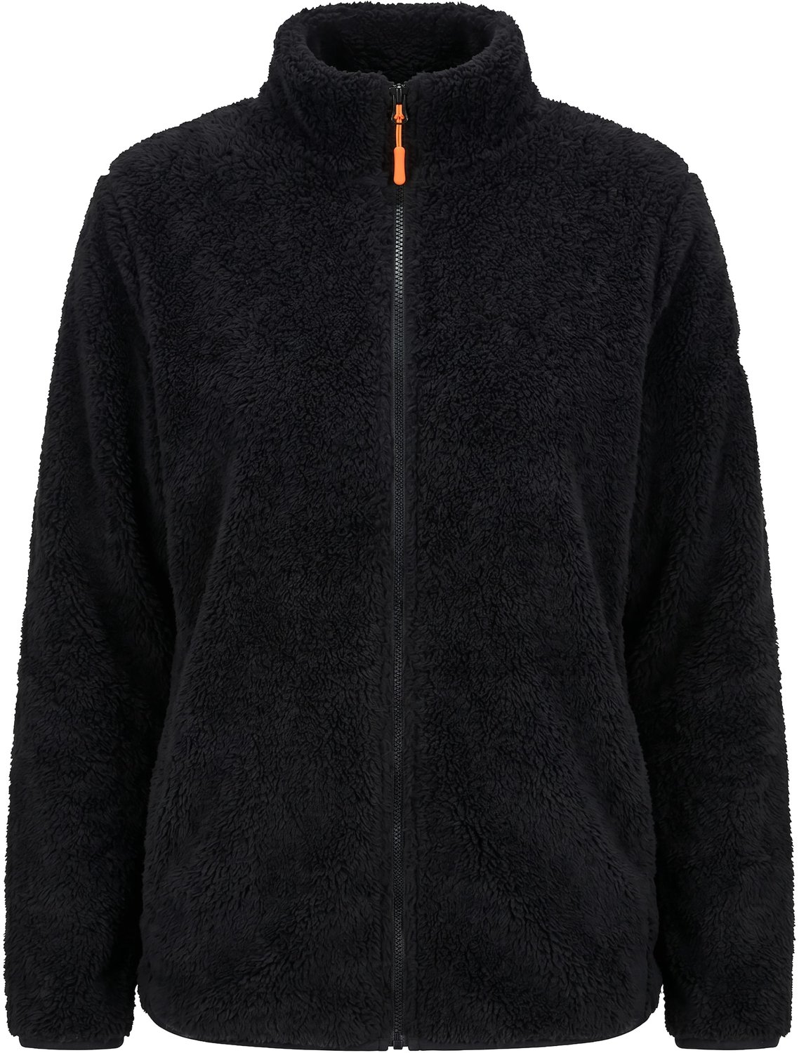 Ulla Popken - Dames - Fleece jack teddyfleece opstaande kraag lange mouwen - Zwart - Maat 46+