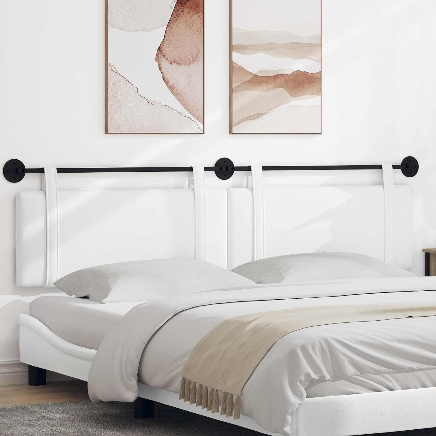 Stoffen hoofdsteun, elegant en zacht, wandmontage, geschikt voor verschillende bedframes, ruimtebesparend, gemakkelijk te onderhouden