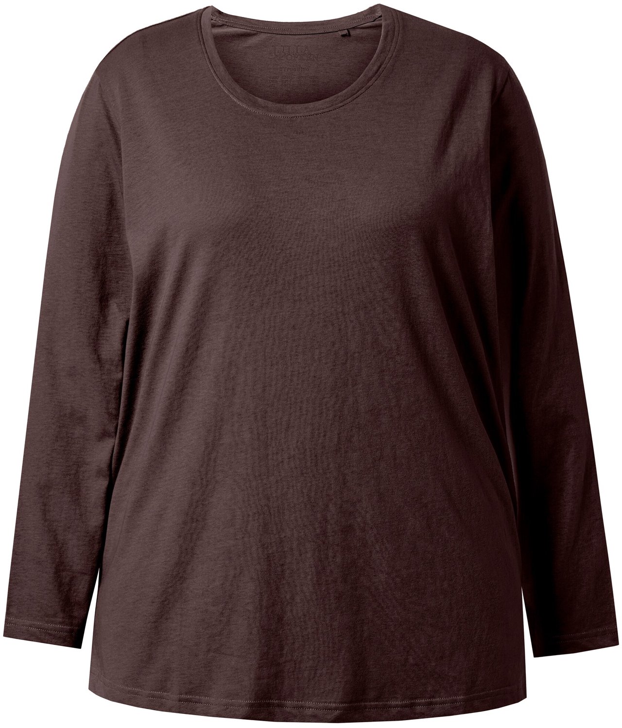 Ulla Popken - Dames - Shirt relaxed ronde hals lange mouwen - Mahonie - Maat 46+